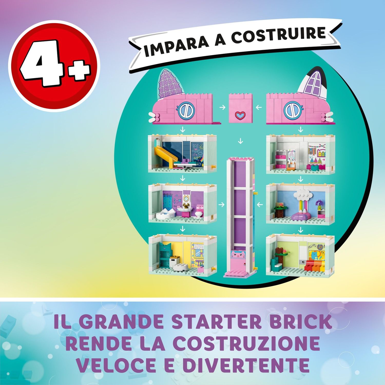 Lego 10788 la casa delle bambole di gabby, casa giocattolo a 4 piani e 8 stanze con i personaggi di gabby, regalo bambini 4+ - GABBY'S DOLLHOUSE, Lego