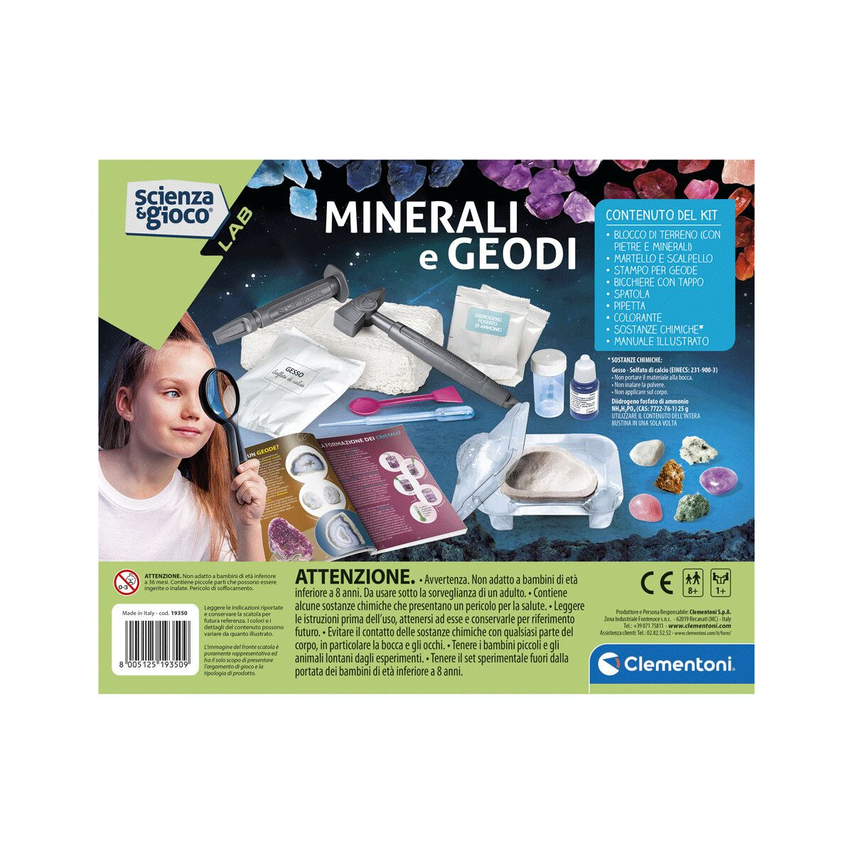 Clementoni - 19350 - minerali e geodi - kit scientifico - CLEMENTONI, Scienza e Gioco