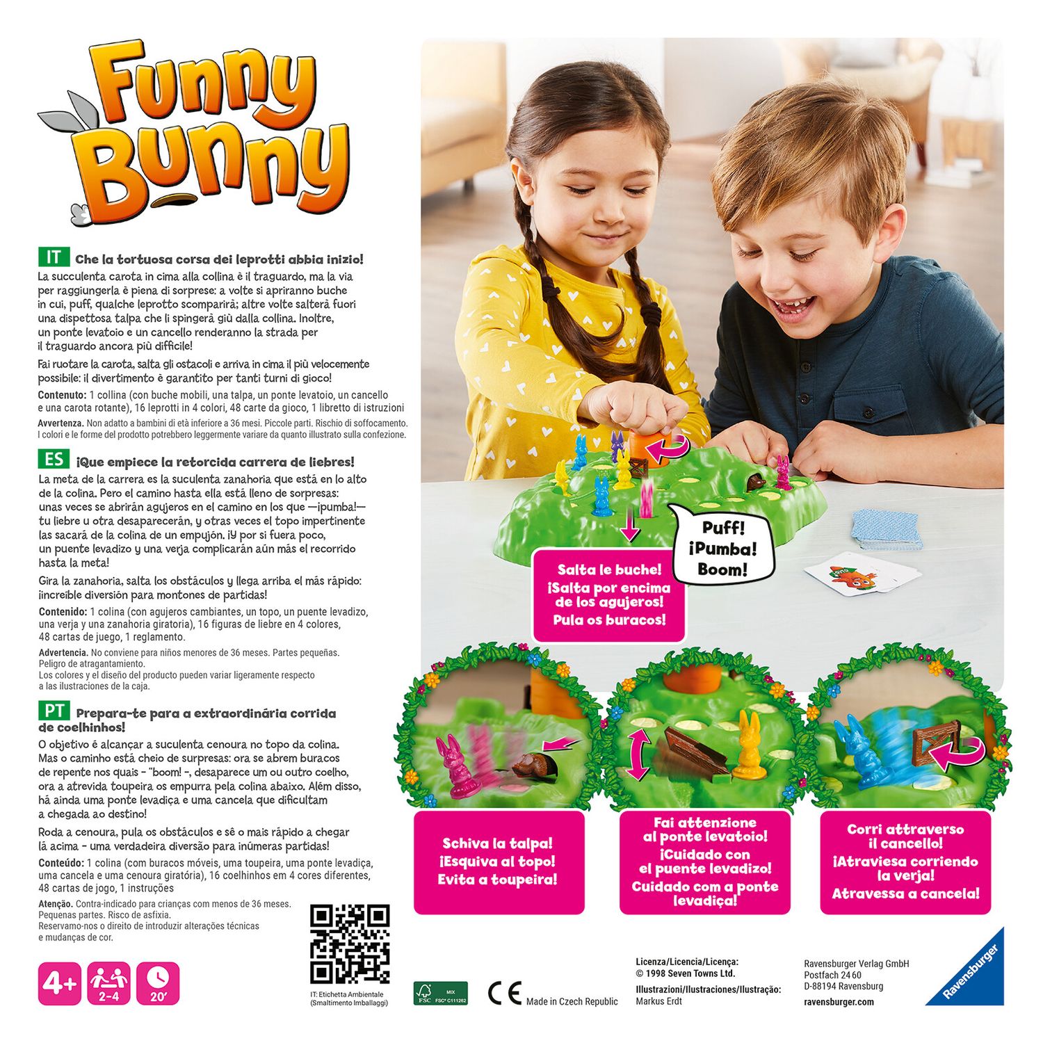 Ravensburger – funny bunny, gioco da tavolo, da 2 a 4 giocatori, 4+ anni - RAVENSBURGER