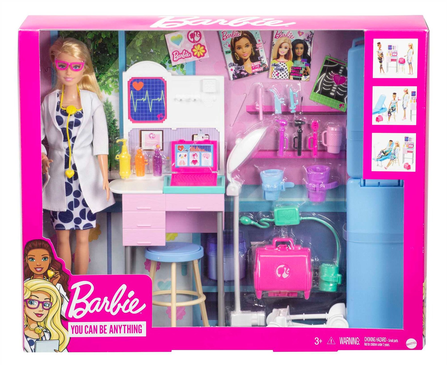 Barbie playset con bambola medico, 20+ accessori medici e tavolo da visita - Barbie