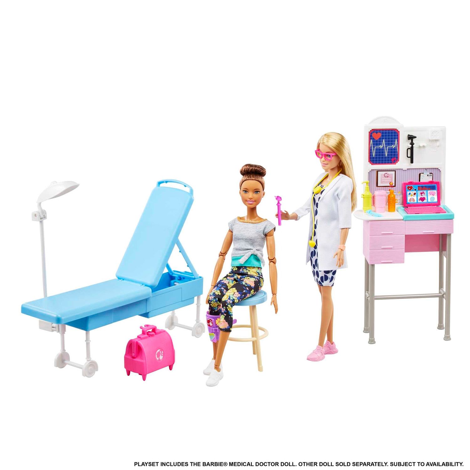 Barbie playset con bambola medico, 20+ accessori medici e tavolo da visita - Barbie
