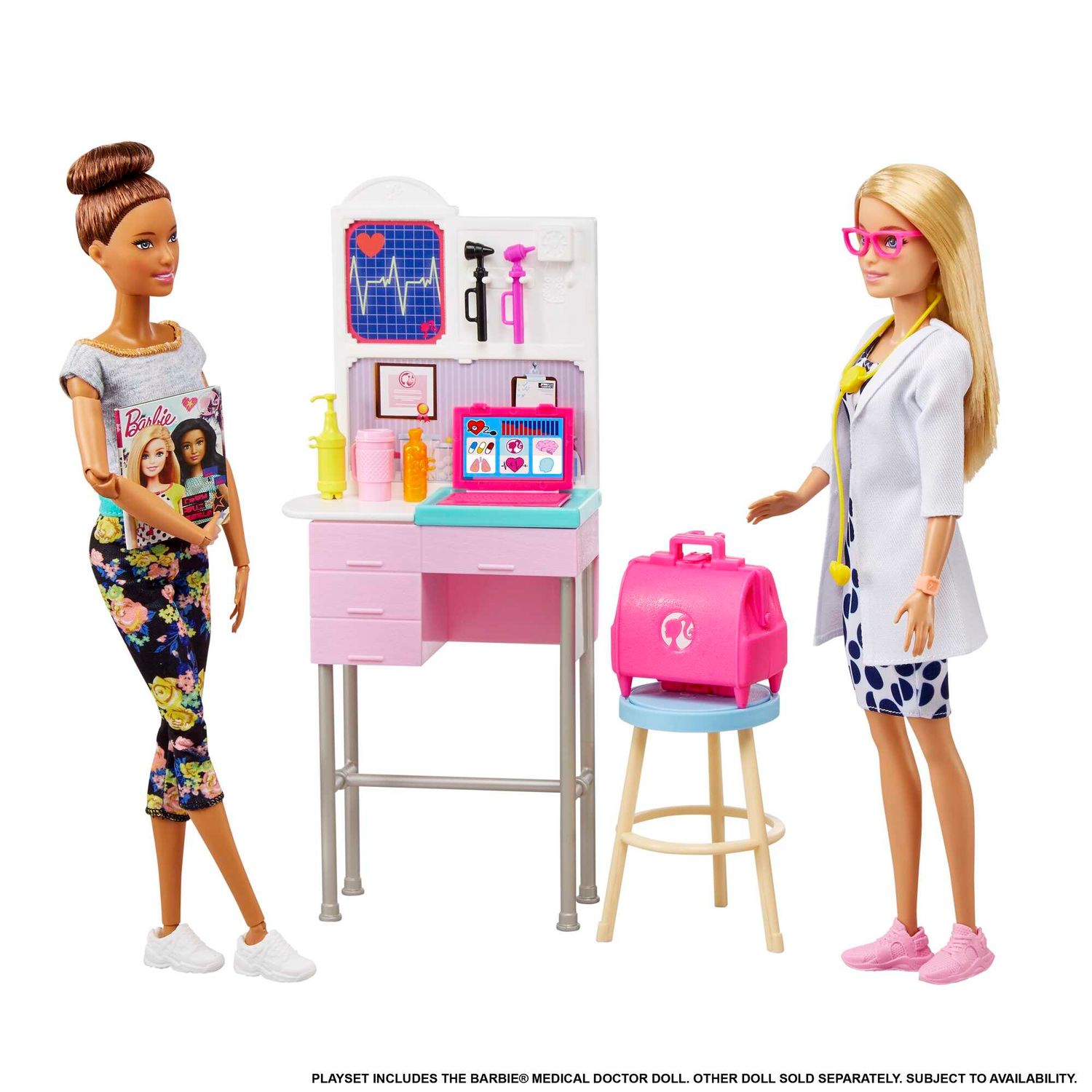 Barbie playset con bambola medico, 20+ accessori medici e tavolo da visita - Barbie