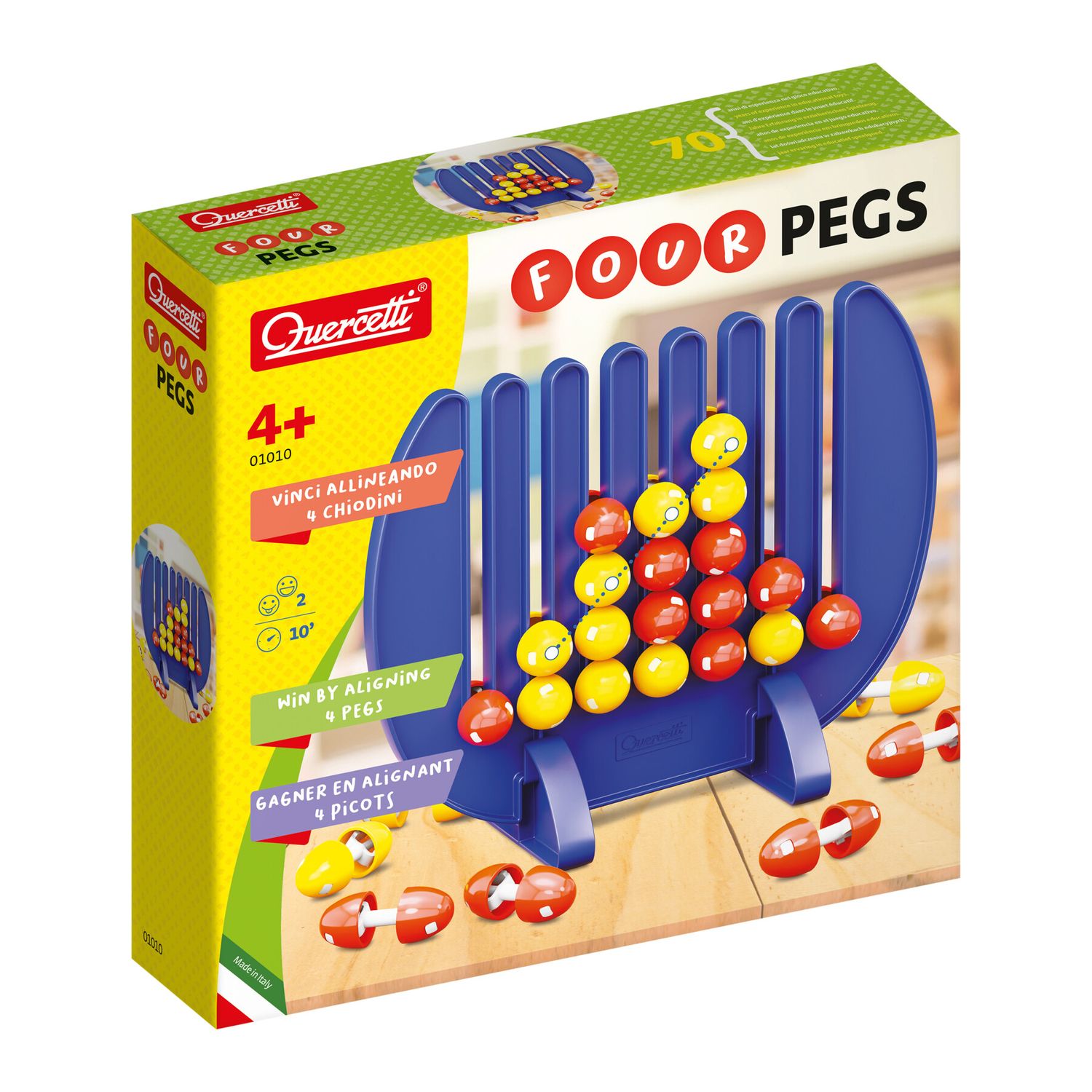 Four pegs, quercetti,  gioco di strategia, 4+ anni - 