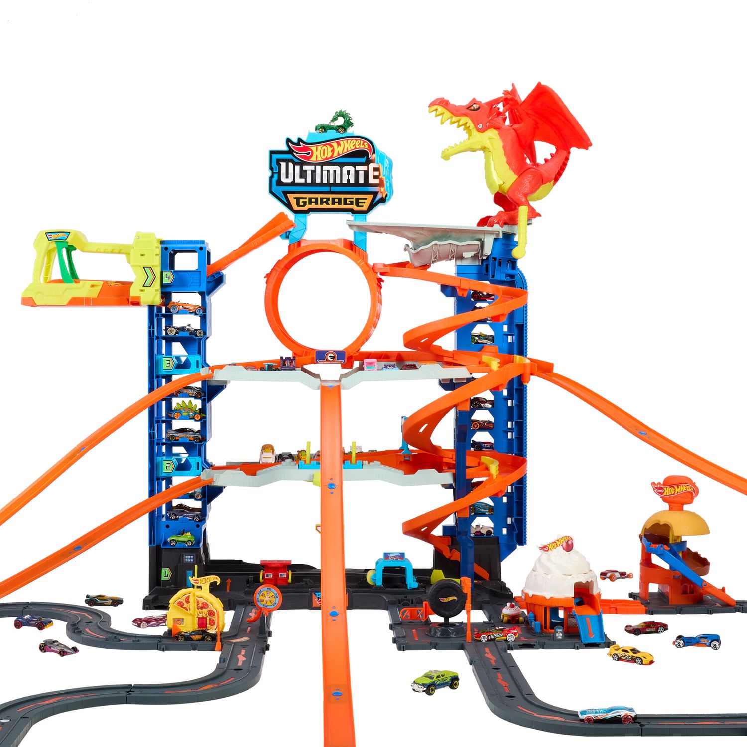 Hot wheels™ city mega garage playset con 2 macchinine die-cast, box per riporre oltre 50 macchinine - Hot Wheels