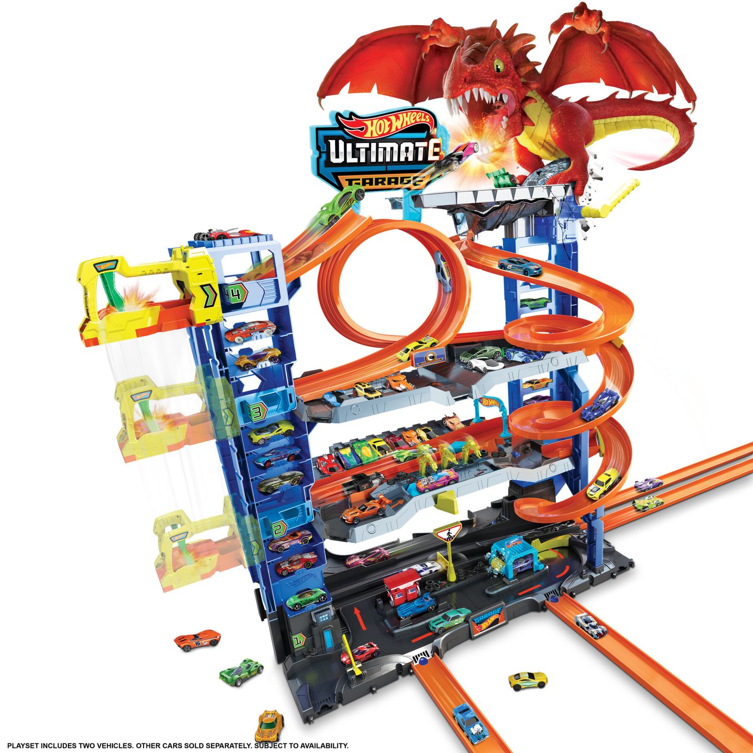 Hot wheels™ city mega garage playset con 2 macchinine die-cast, box per riporre oltre 50 macchinine - Hot Wheels