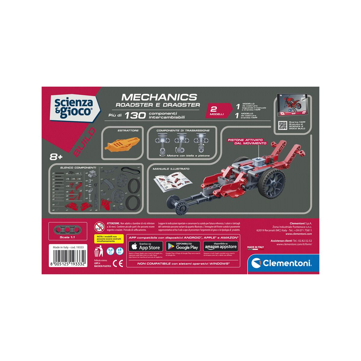 Clementoni - 19333 - roadster e dragster - kit scientifico - CLEMENTONI, Scienza e Gioco