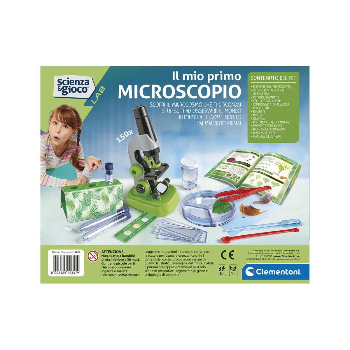 Clementoni - 19347 - il mio primo microscopio - vero microscopio portatile - CLEMENTONI, Scienza e Gioco