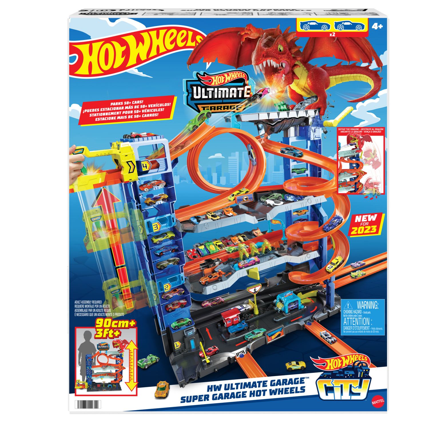 Hot wheels™ city mega garage playset con 2 macchinine die-cast, box per riporre oltre 50 macchinine - Hot Wheels