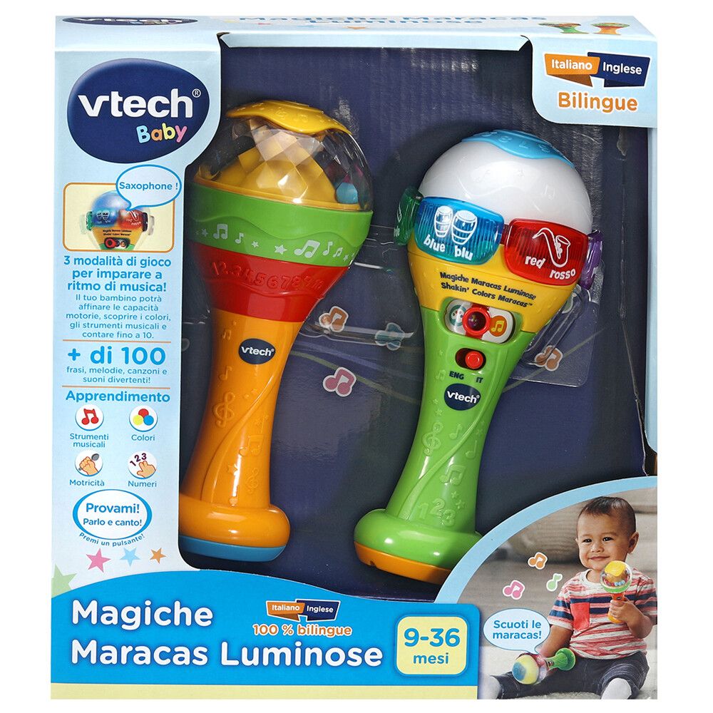 Vtech - magiche maracas luminose 100% bilingue per scoprire l’inglese con la musica! - VTECH