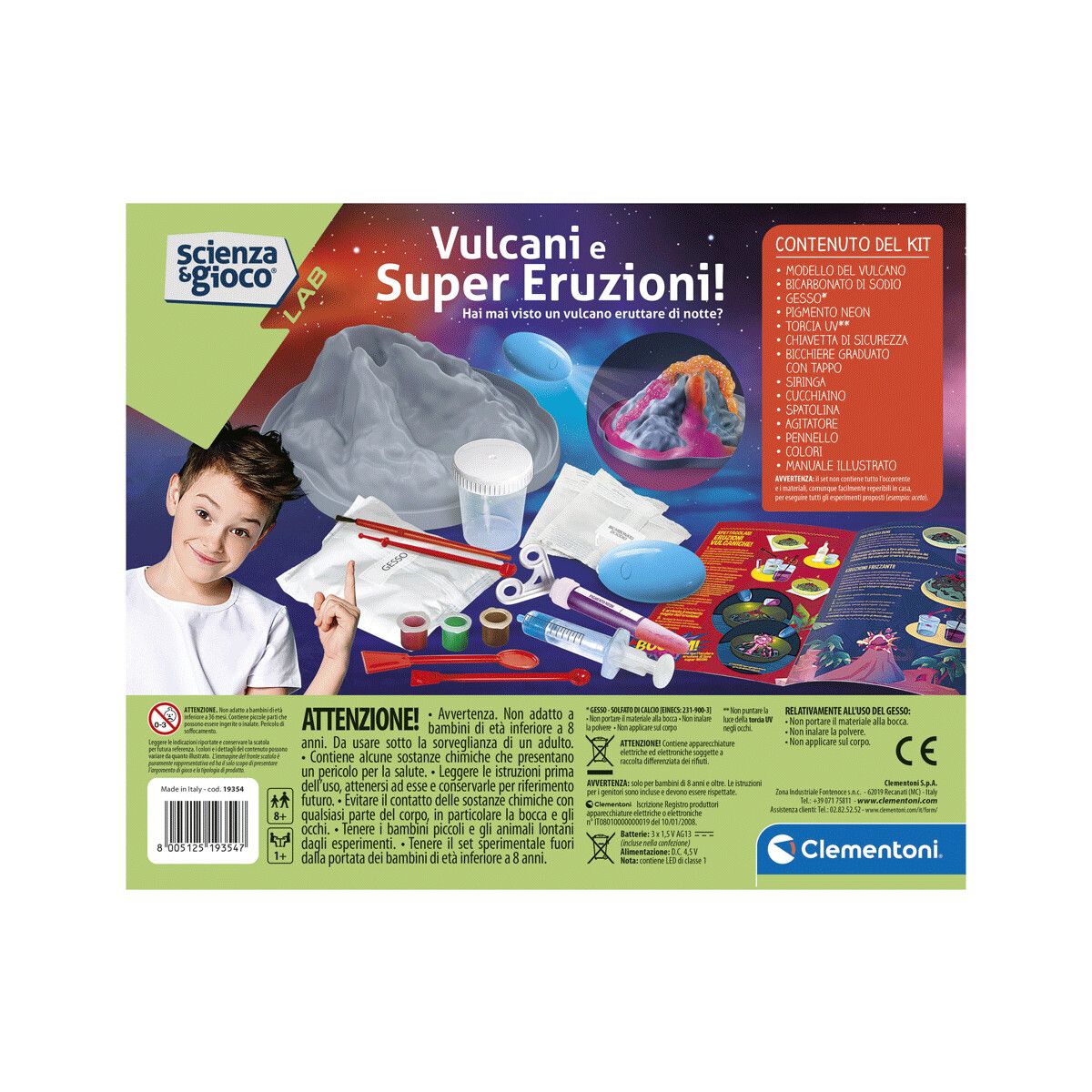 Clementoni - 19354 - vulcani e super eruzioni - eruzioni fluorescenti - CLEMENTONI, Scienza e Gioco