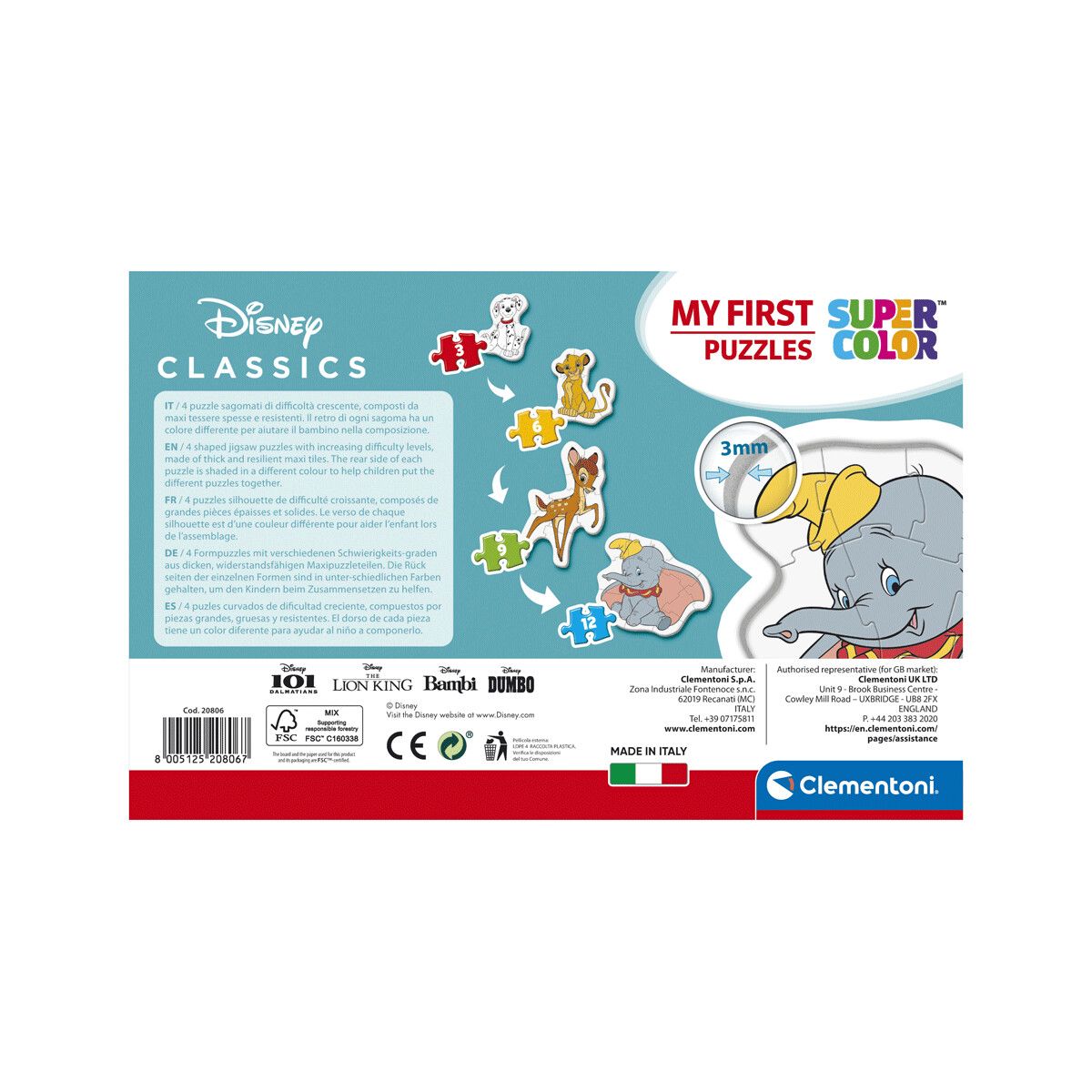 Clementoni - 20806 - my first puzzle disney 3 6 9 12 pezzi - CLEMENTONI
