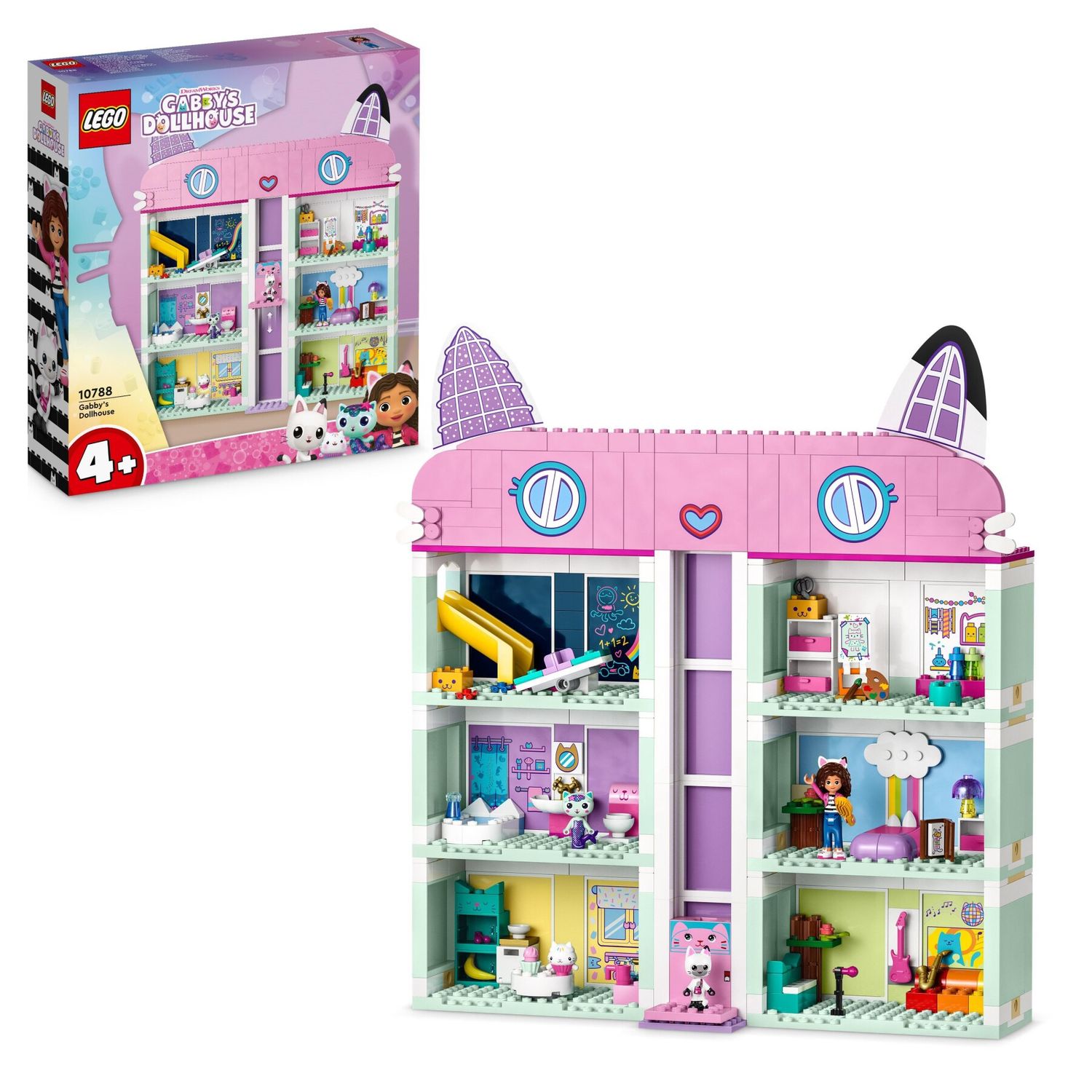 Lego 10788 la casa delle bambole di gabby, casa giocattolo a 4 piani e 8 stanze con i personaggi di gabby, regalo bambini 4+ - GABBY'S DOLLHOUSE, Lego