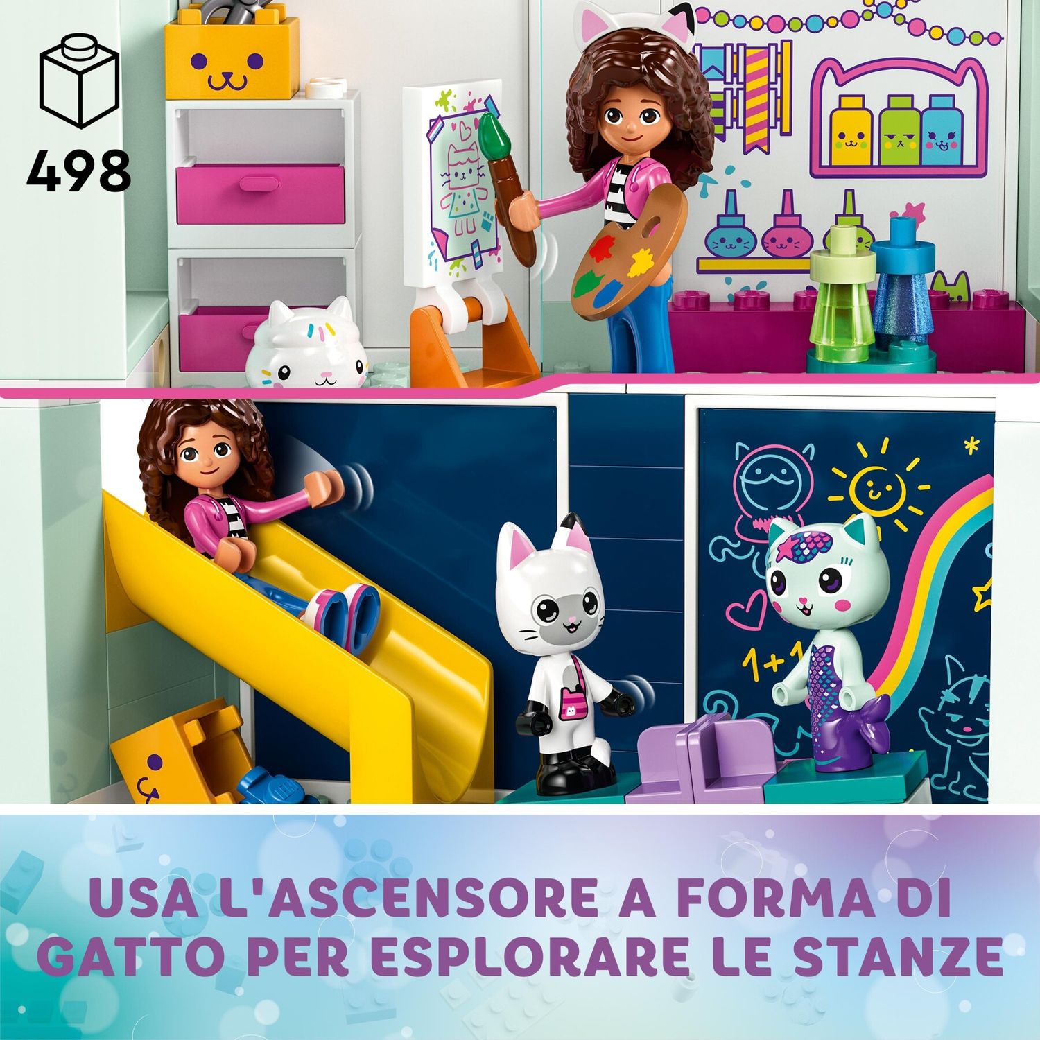 Lego 10788 la casa delle bambole di gabby, casa giocattolo a 4 piani e 8 stanze con i personaggi di gabby, regalo bambini 4+ - GABBY'S DOLLHOUSE, Lego