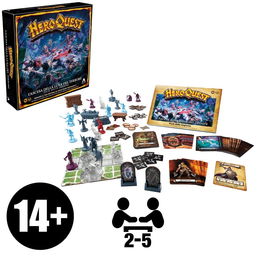 Avalon hill, heroquest, pack delle imprese l'ascesa della luna del terrore, è necessario avere il sistema di gioco base heroquest, dai 14 anni in su - HASBRO GAMING