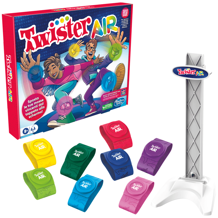 Gioco twister air, gioco twister con app per realtà aumentata, si collega a dispositivi smart, giochi attivi per feste, dagli 8 anni in su - HASBRO GAMING