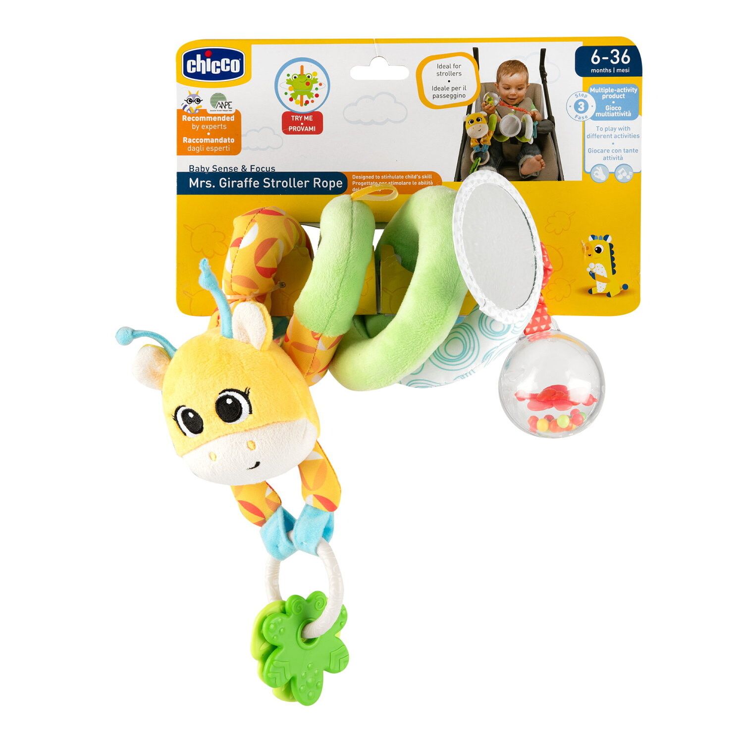 Chicco - fune passeggio mrs giraffa, baby sense&focus - Chicco