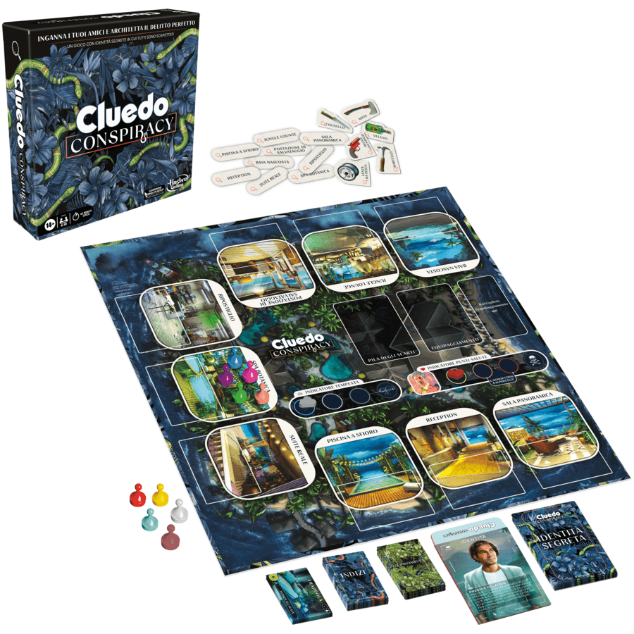 Cluedo conspiracy, gioco da tavolo per adulti e ragazzi, dai 14 anni in su, gioco di strategia con identità segrete, per 4-10 giocatori - HASBRO GAMING