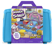 Kinetic sand valigetta diner, 900 gr di sabbia colorata, 8 accessori e formine inclusi, sabbia cinetica, giochi per bambini e bambine, 3+ anni - KINETIC SAND