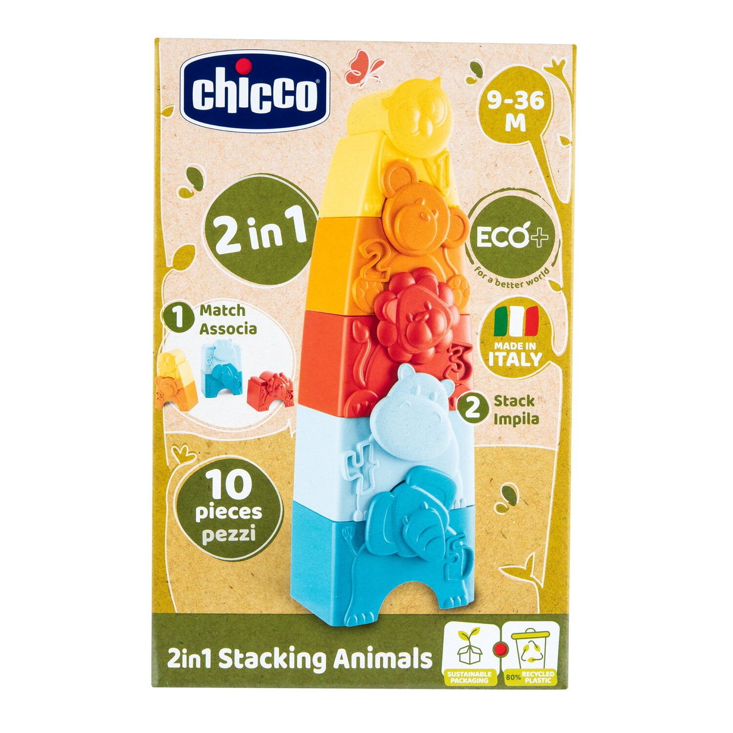 Chicco - la torre degli animali - linea eco+, 9-36 mesi - Chicco