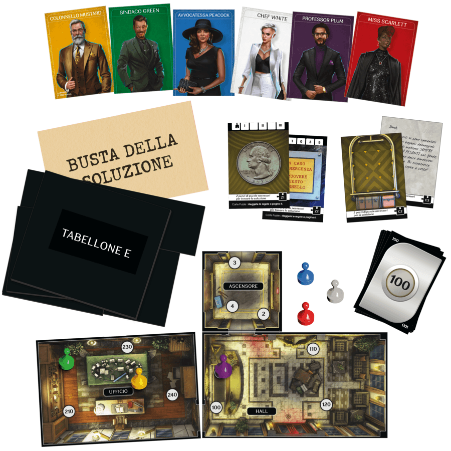 Cluedo escape - mistero all'hotel black, gioco da tavolo, giochi in versione escape room da risolvere 1 volta sola, giochi di mistero, dai 10 anni in su - HASBRO GAMING