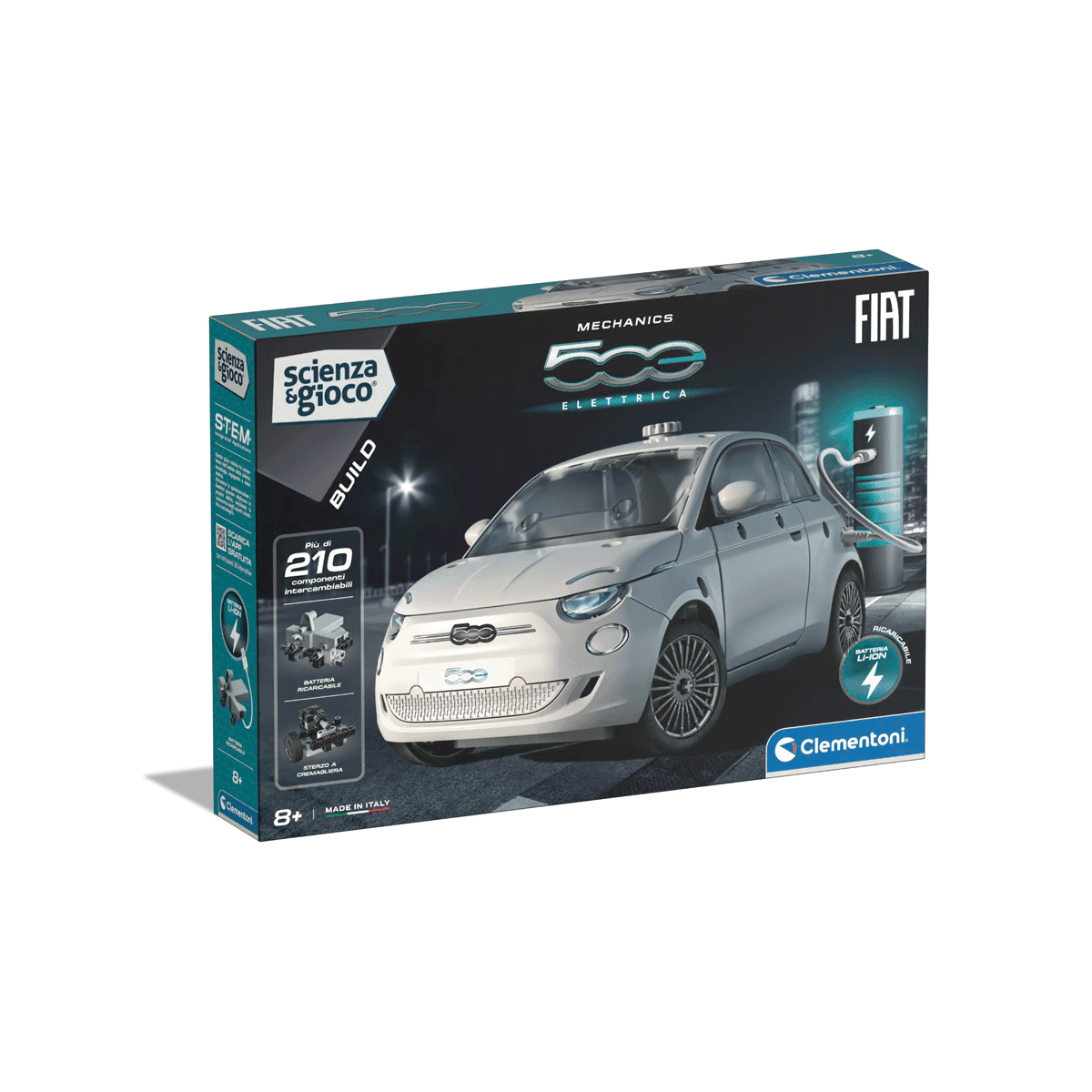 Clementoni - scienza e gioco build - fiat 500 elettrica, 19323 - CLEMENTONI, Scienza e Gioco
