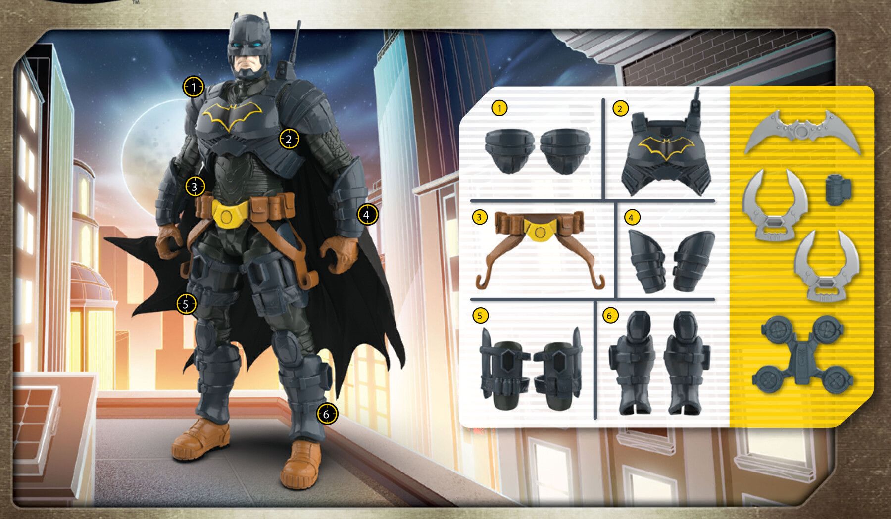 Dc comics -  action figure batman adventures - supereroe giocattolo in scala - alto 30 cm - con 16 accessori per l'armatura e 17 punti di articolazione - giochi per bambini e bambine - DC COMICS