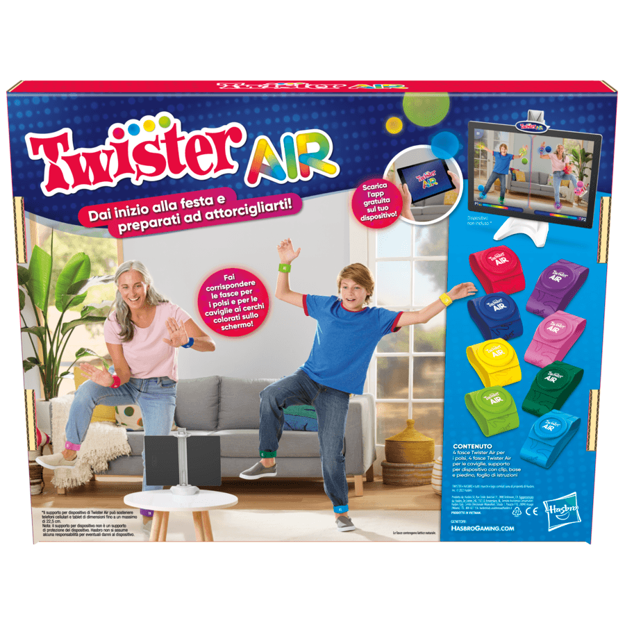 Gioco twister air, gioco twister con app per realtà aumentata, si collega a dispositivi smart, giochi attivi per feste, dagli 8 anni in su - HASBRO GAMING