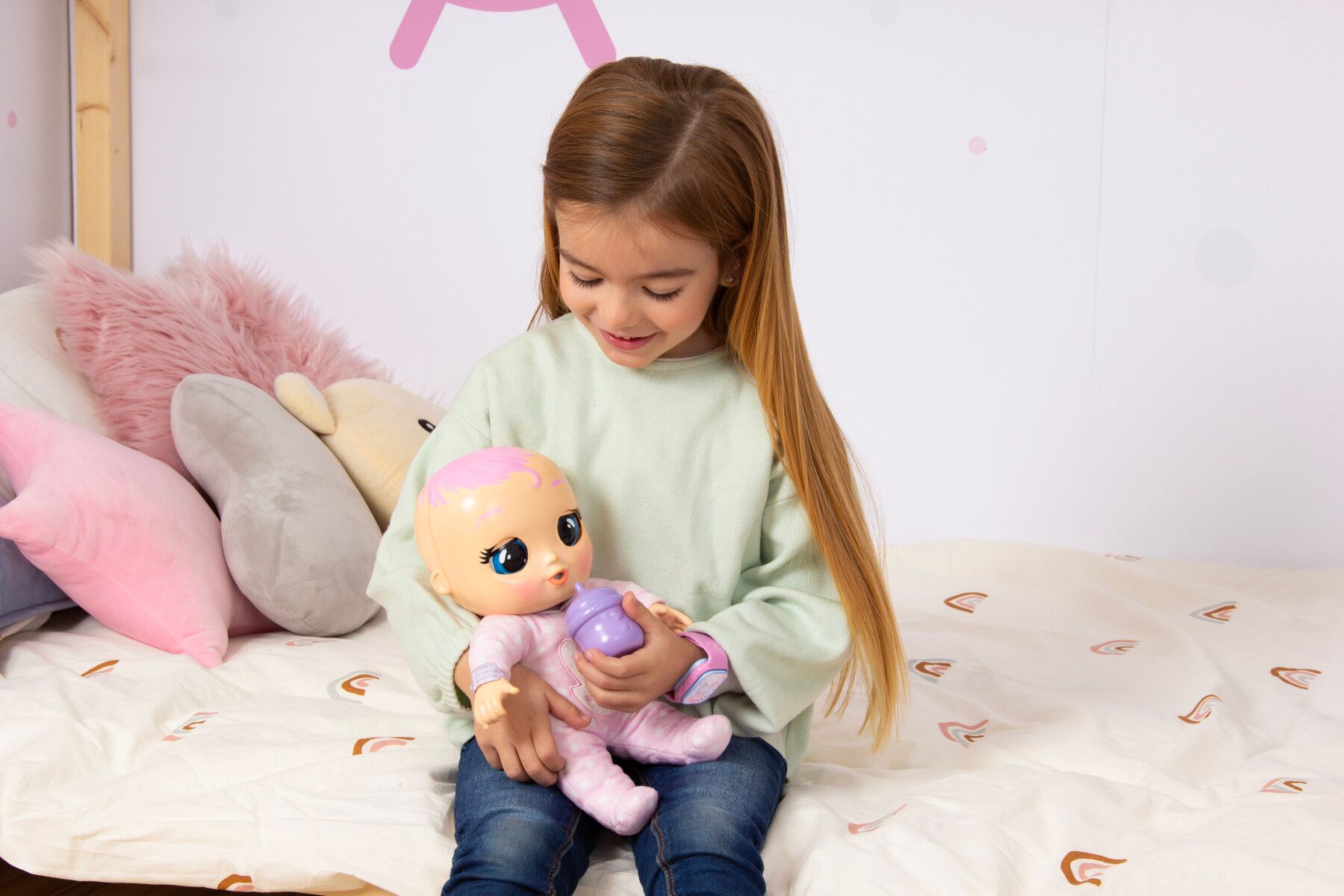 Cry babies newborn coney, bambola interattiva di una vera neonata, mangia, piange e si calma e ride solo con te, grazie al braccialetto elettronico - CRY BABIES