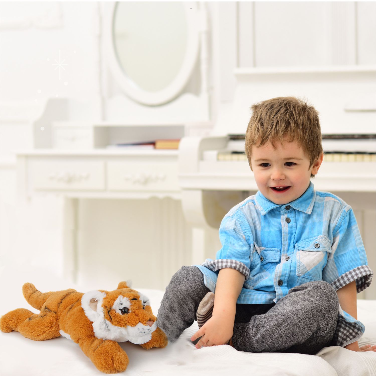 Tigre di peluche sdraiata 38 cm - FAO Schwarz