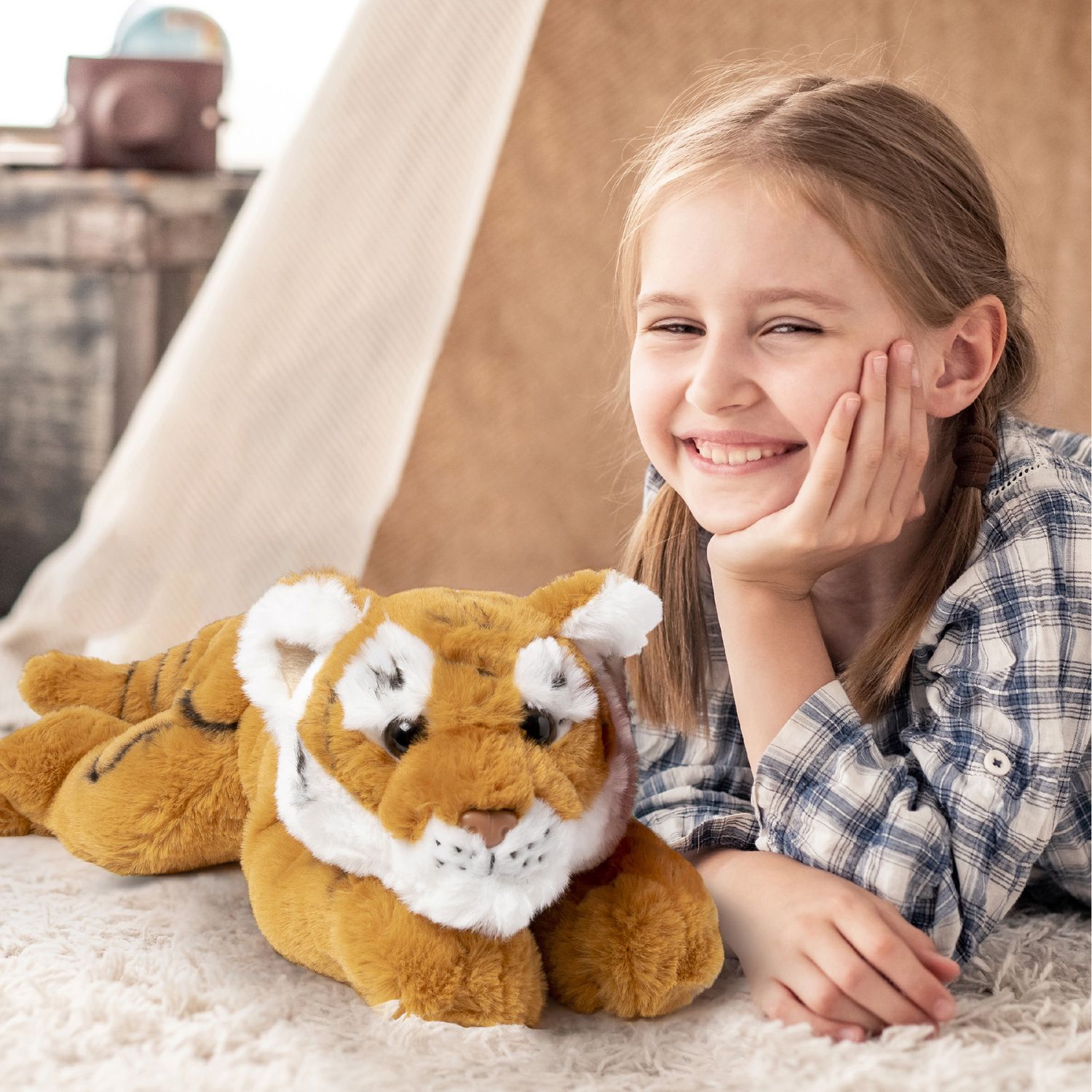 Tigre di peluche sdraiata 38 cm - FAO Schwarz