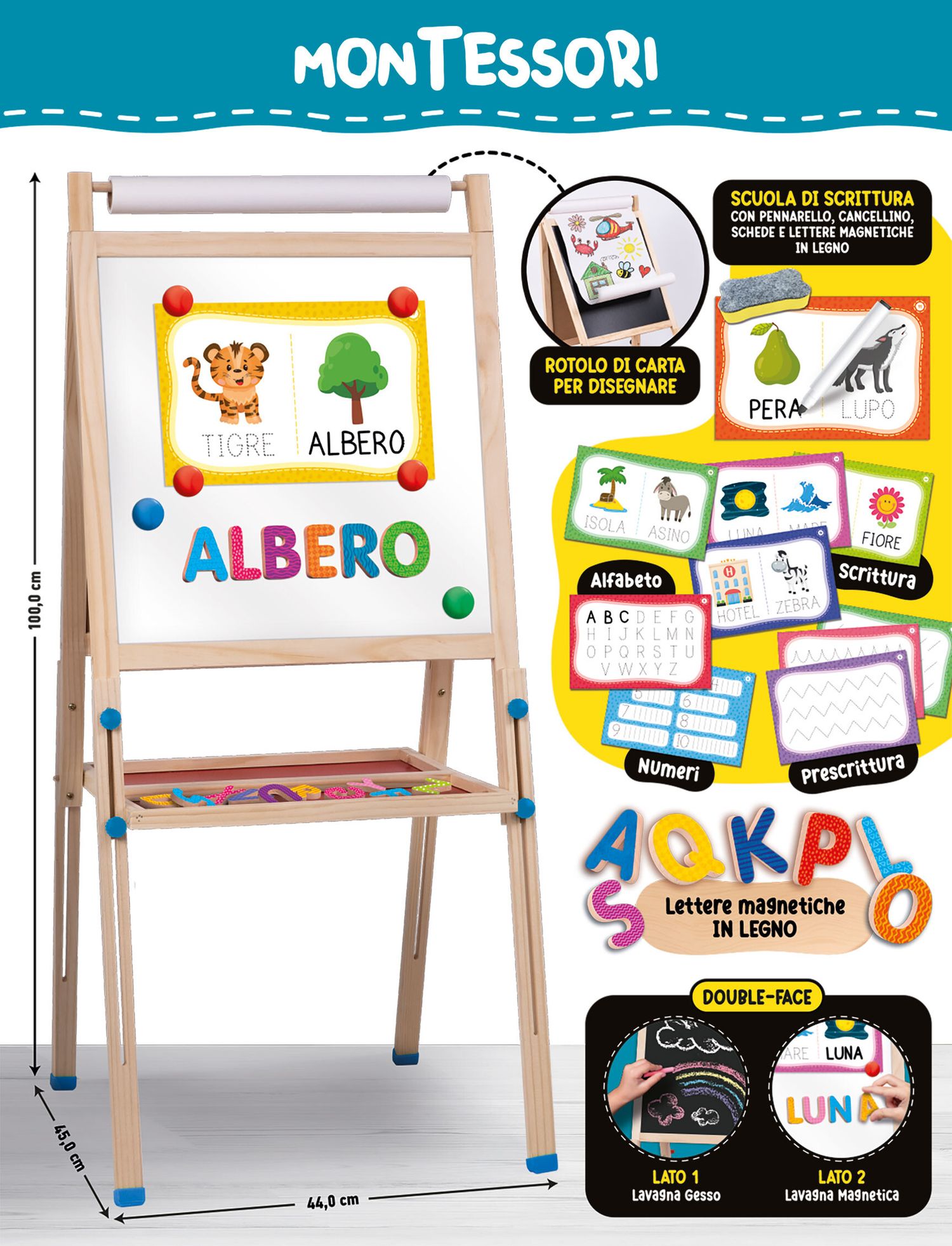 Montessori lavagnona legno cresce con te - LISCIANI