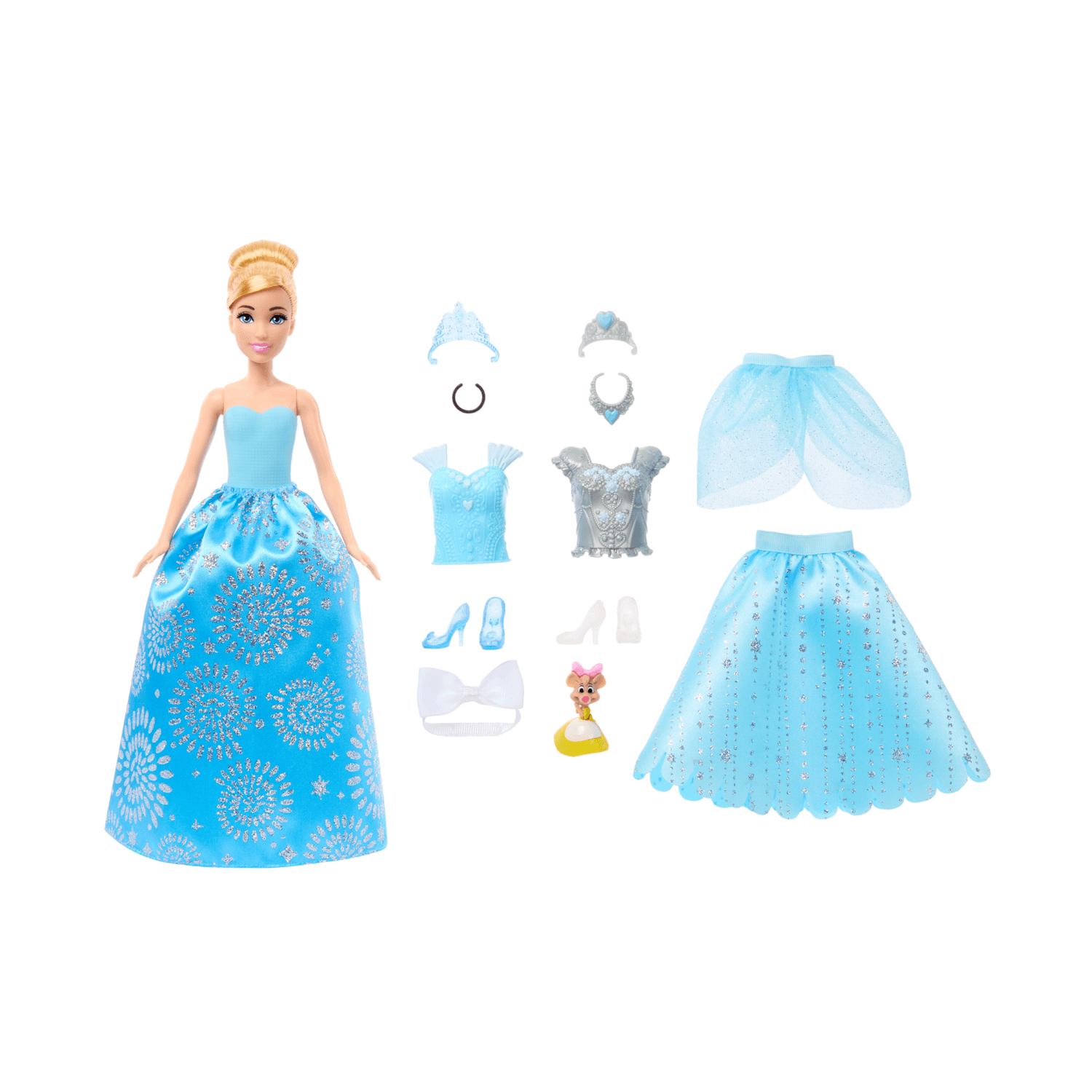Disney princess - cenerentola royal fashion reveal, bambola con mini personaggio, 12 abiti e accessori a sorpresa inclusi, ispirati ai film disney, 3+ anni, hmk53 - DISNEY PRINCESS