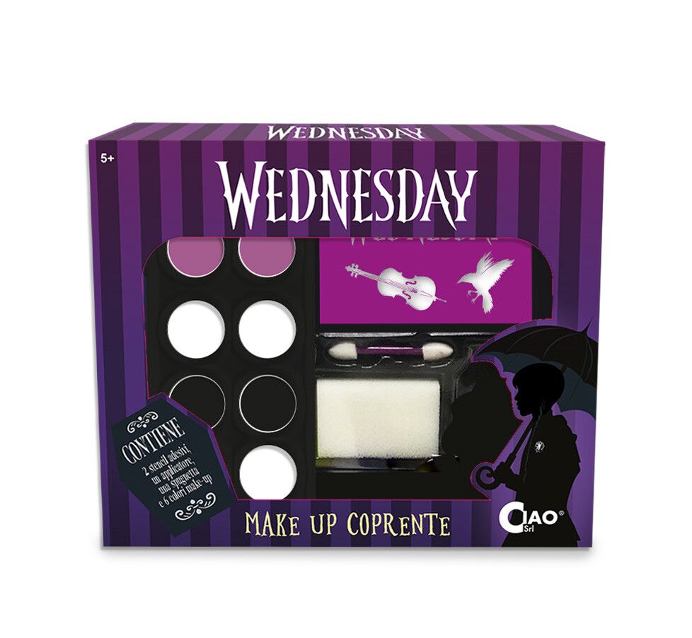 Make up halloween mercoledi addams con stancil sagomati - CIAO