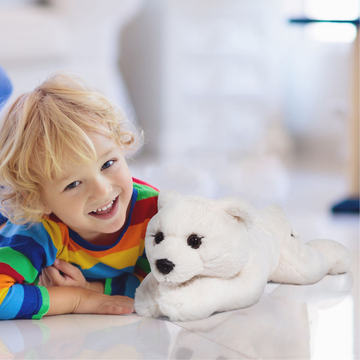 Orso polare di peluche sdraiato 38 cm - FAO Schwarz