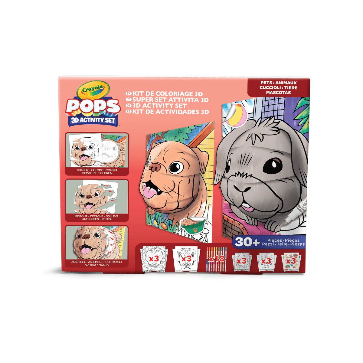 Crayola pops 3d activity set cuccioli di animali - colora e crea disegni tridimensionali - CRAYOLA