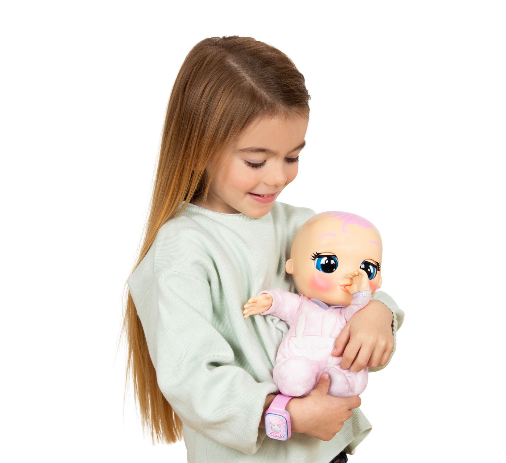 Cry babies newborn coney, bambola interattiva di una vera neonata, mangia, piange e si calma e ride solo con te, grazie al braccialetto elettronico - CRY BABIES