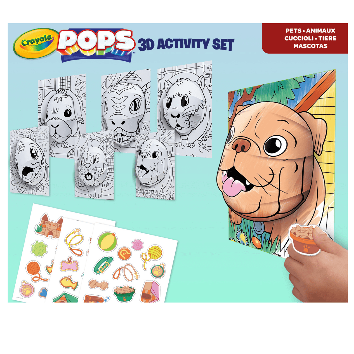 Crayola pops 3d activity set cuccioli di animali - colora e crea disegni tridimensionali - CRAYOLA