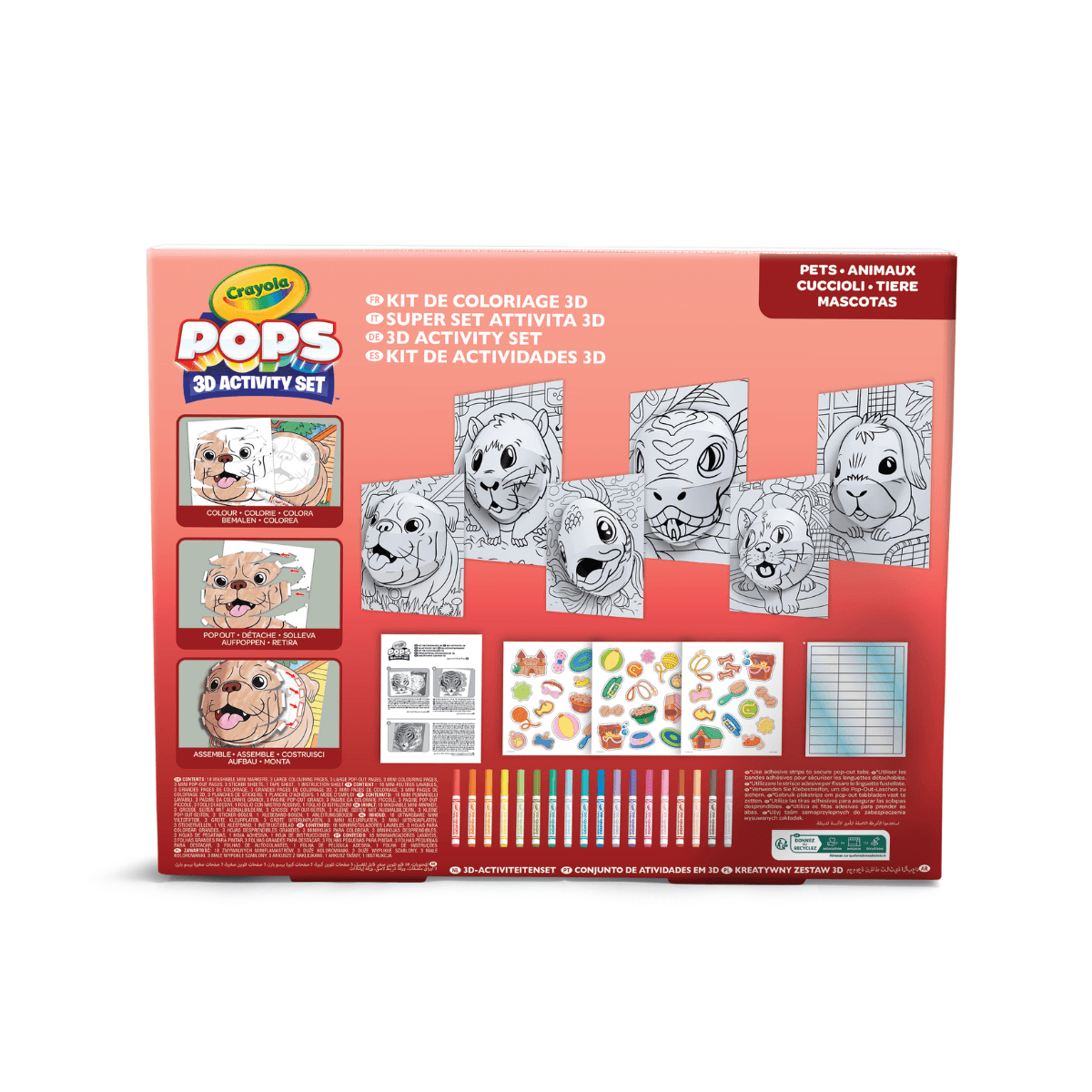 Crayola pops 3d activity set cuccioli di animali - colora e crea disegni tridimensionali - CRAYOLA