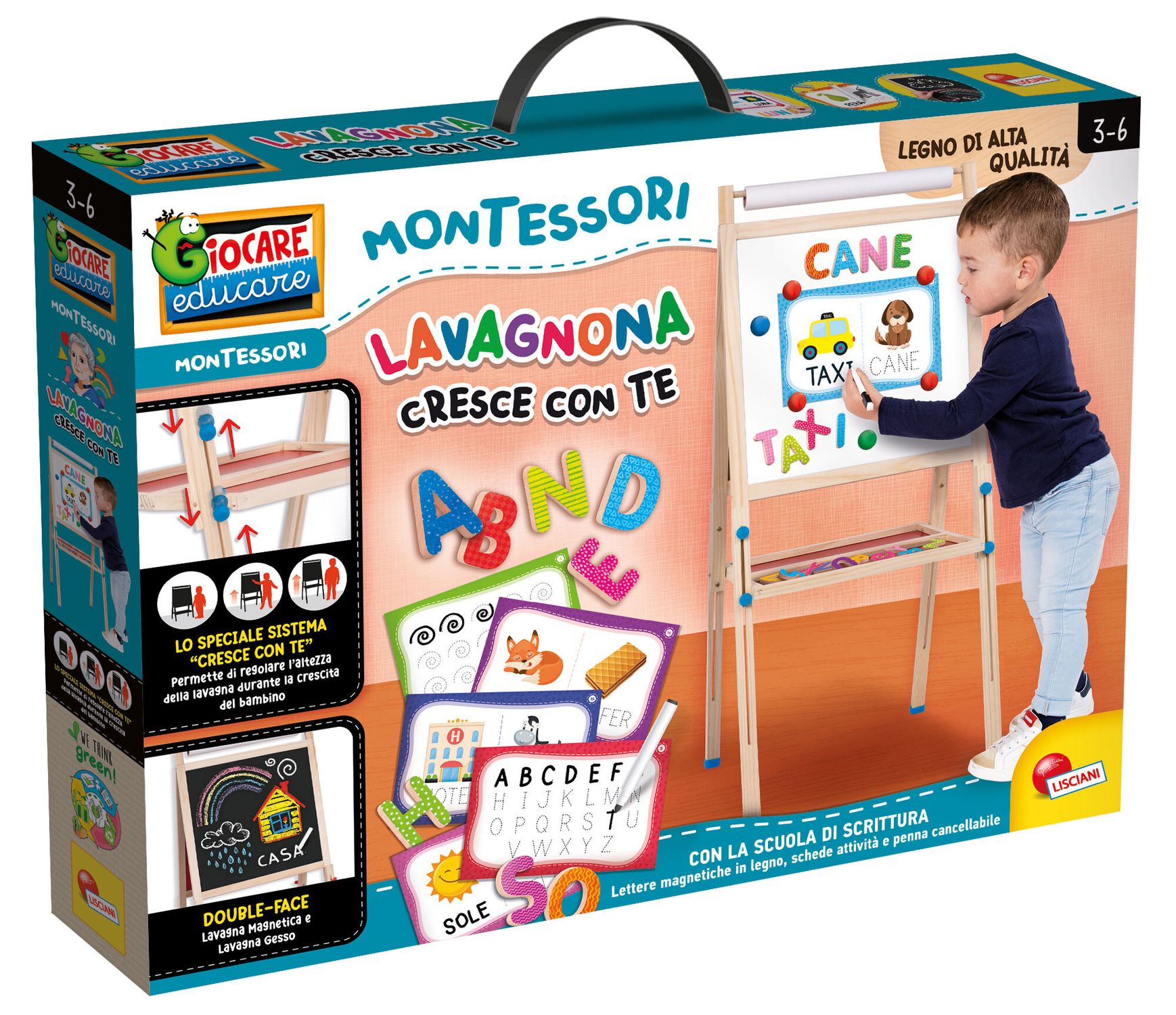 Montessori lavagnona legno cresce con te - LISCIANI