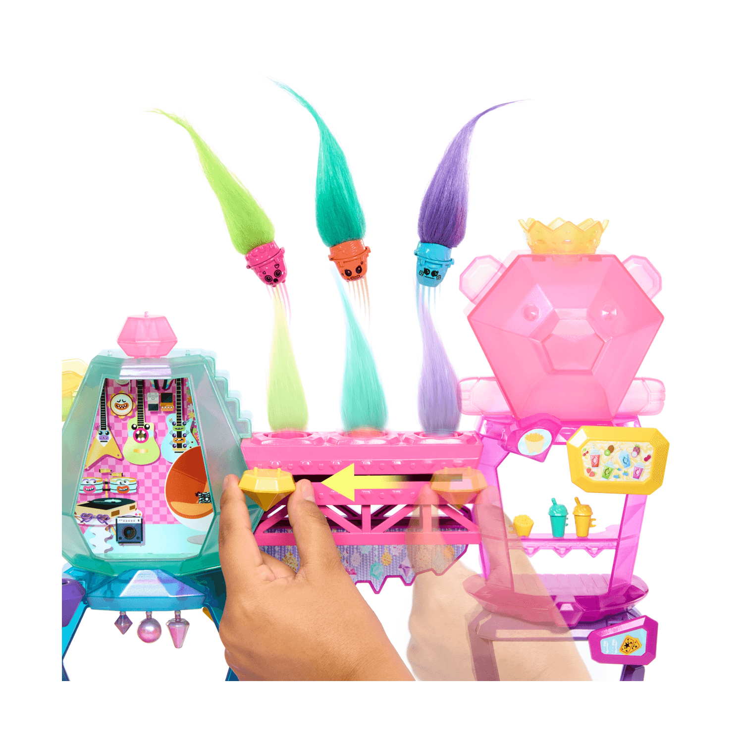 Dreamworks trolls tutti insieme - playset mount rageous, con una mini bambola regina poppy, 4 amici hair pops e 25+ accessori inclusi, ispirato al film, 3+ anni, hnv37 - Trolls