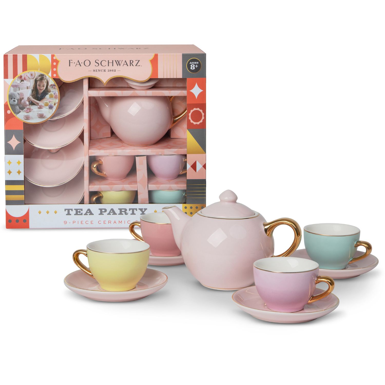 Set da the di ceramica da 9 pezzi - FAO Schwarz