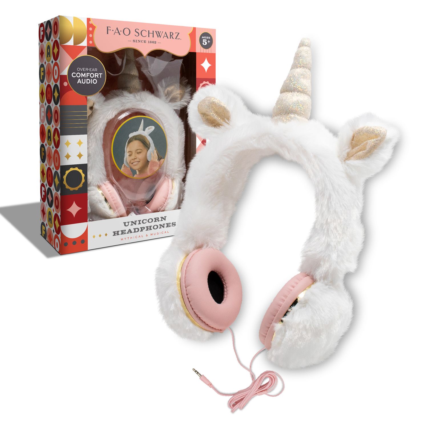 Cuffie di peluche unicorno con jack 3,5 mm - FAO Schwarz