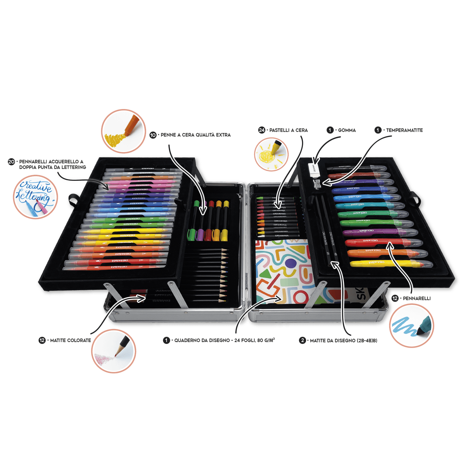 Valigetta premium art set - CREA MANIA