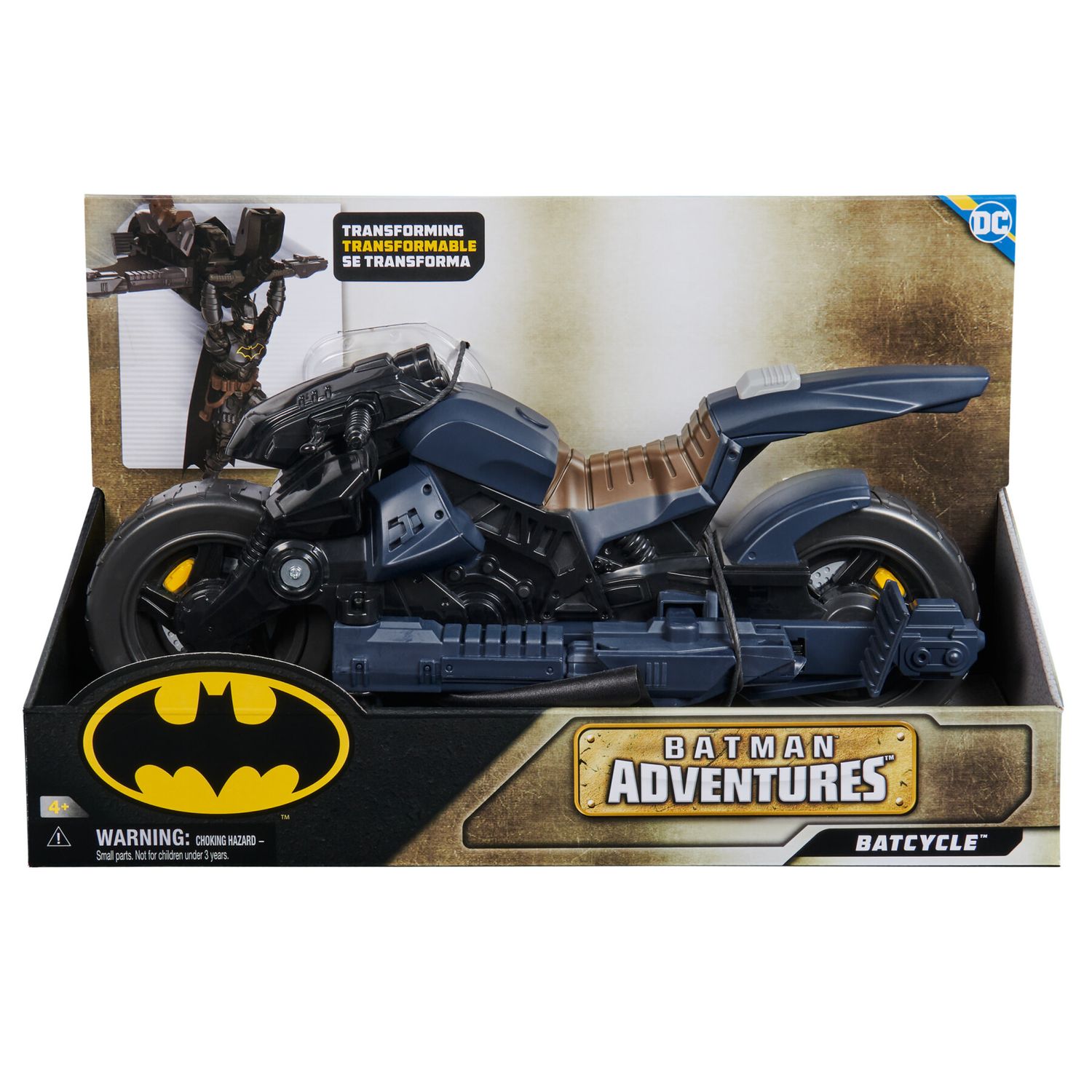 Dc comics, veicolo batman adventures 2 in 1, batcycle trasformabile, macchina batman compatibile con tutte le action figure batman, batmobile trasformabile, giochi per bambini e bambine, 4+ anni - BATMAN, DC COMICS