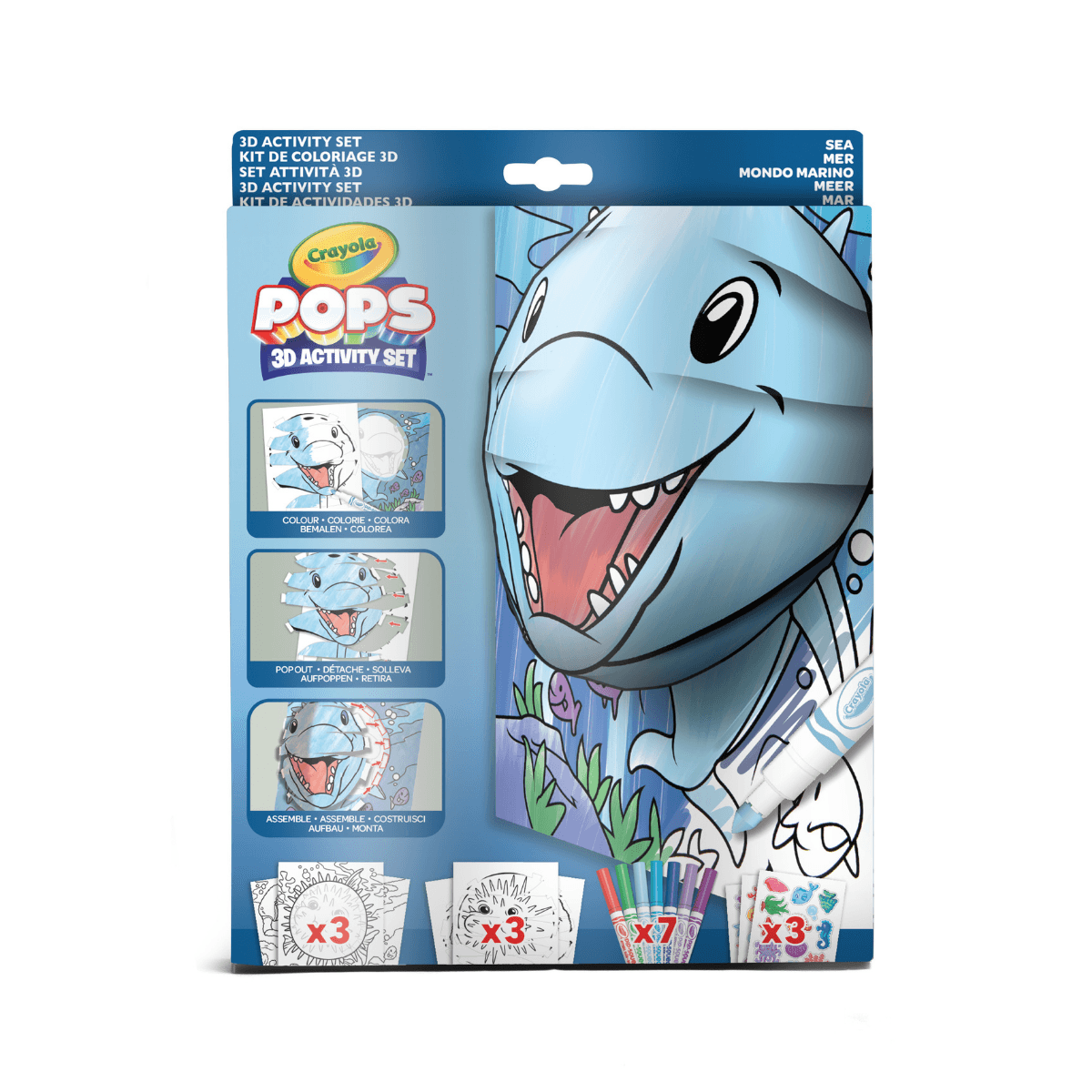 Crayola pops 3d activity set delfino e mondo marino – colora e crea disegni tridimensionali - CRAYOLA
