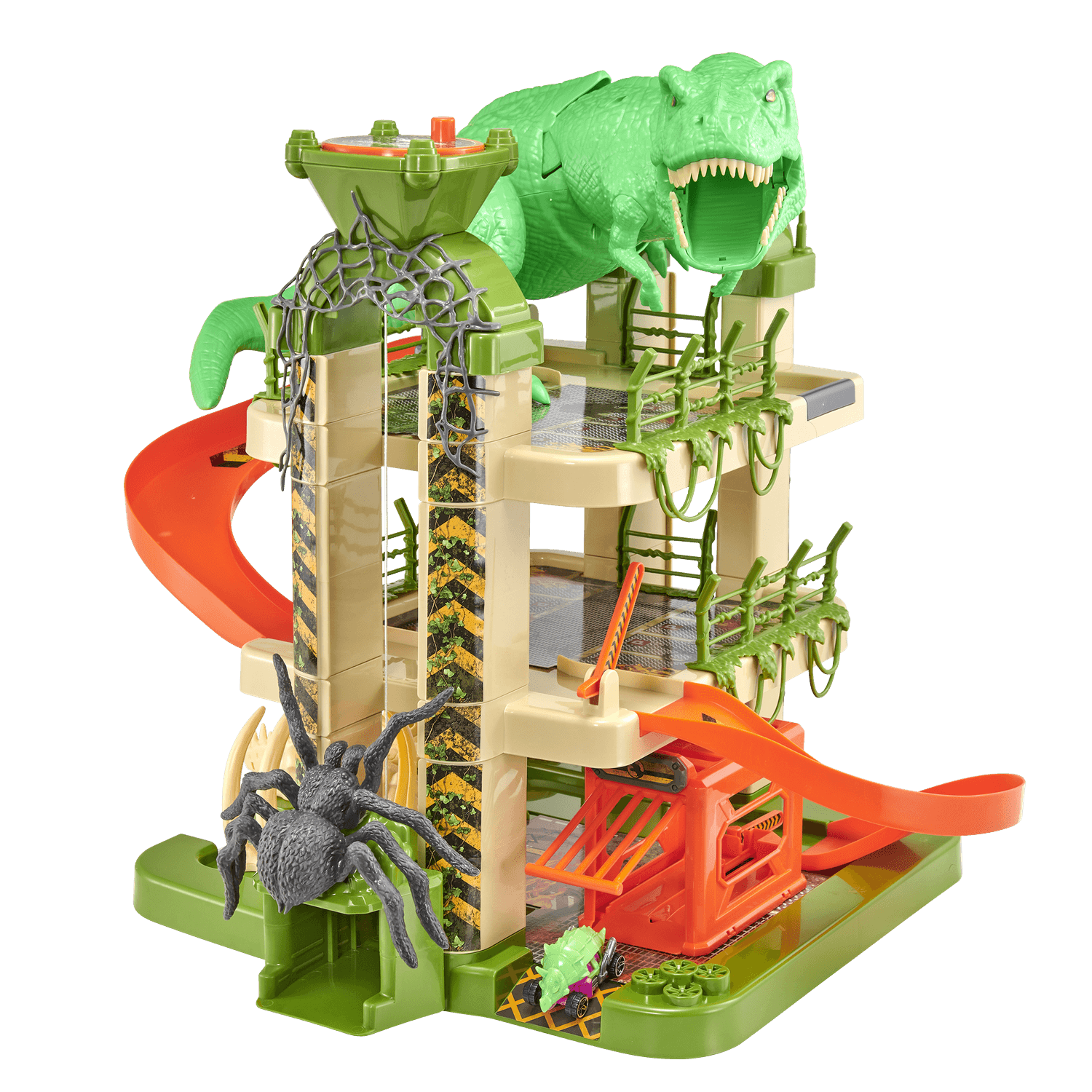 Garage giocattolo motor & co a 3 livelli con 3 auto monster machines - incluso ragno gigante e tyrannosauro - altezza 52 cm - include 3 mini auto monster machines, perfetto per avventure dinamiche! - SUPERSTAR