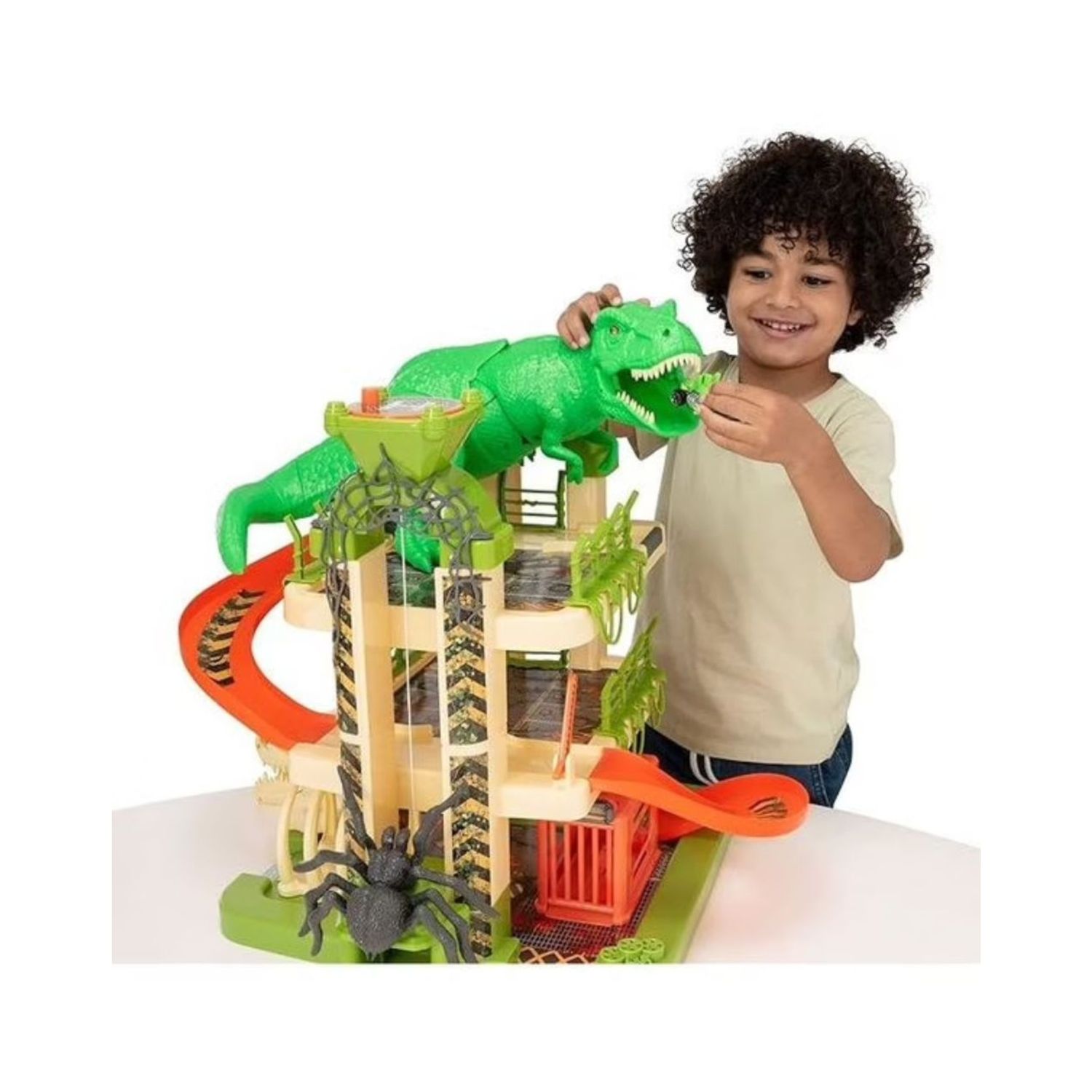 Garage giocattolo motor & co a 3 livelli con 3 auto monster machines - incluso ragno gigante e tyrannosauro - altezza 52 cm - include 3 mini auto monster machines, perfetto per avventure dinamiche! - SUPERSTAR