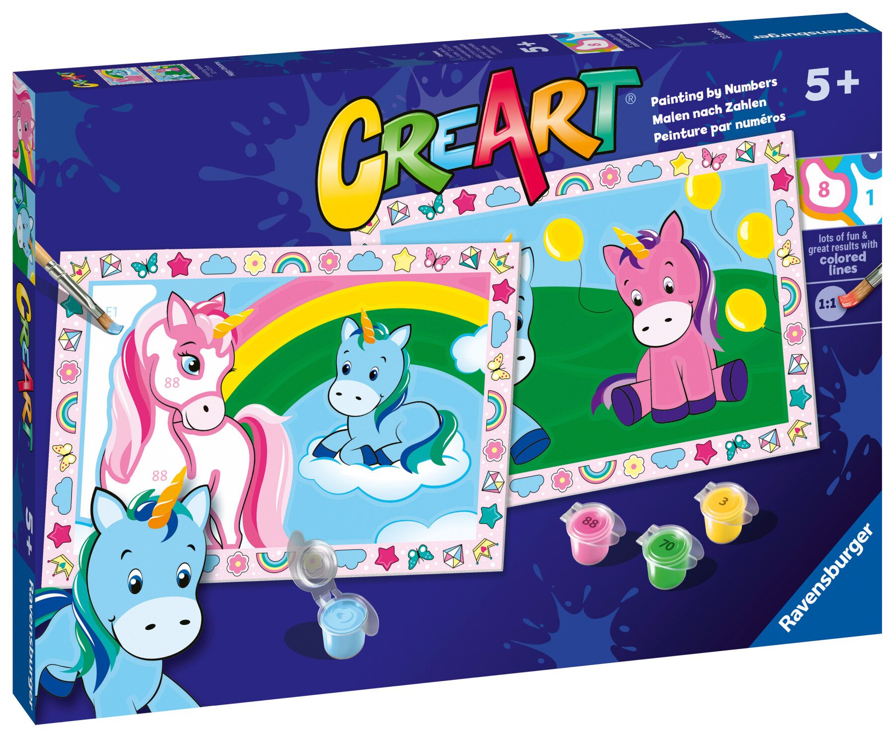 Ravensburger  - creart serie junior, mostriciattoli, kit dipingere con i numeri, gioco creativo per maschi e femmine dai 5+ anni di età - RAVENSBURGER