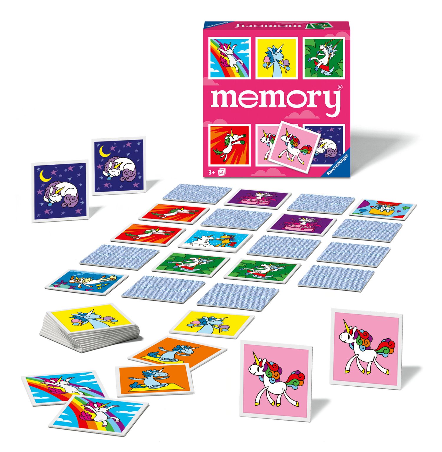 Ravensburger - memory® versione unicorns, 64 tessere, gioco da tavolo, 3+ anni - RAVENSBURGER