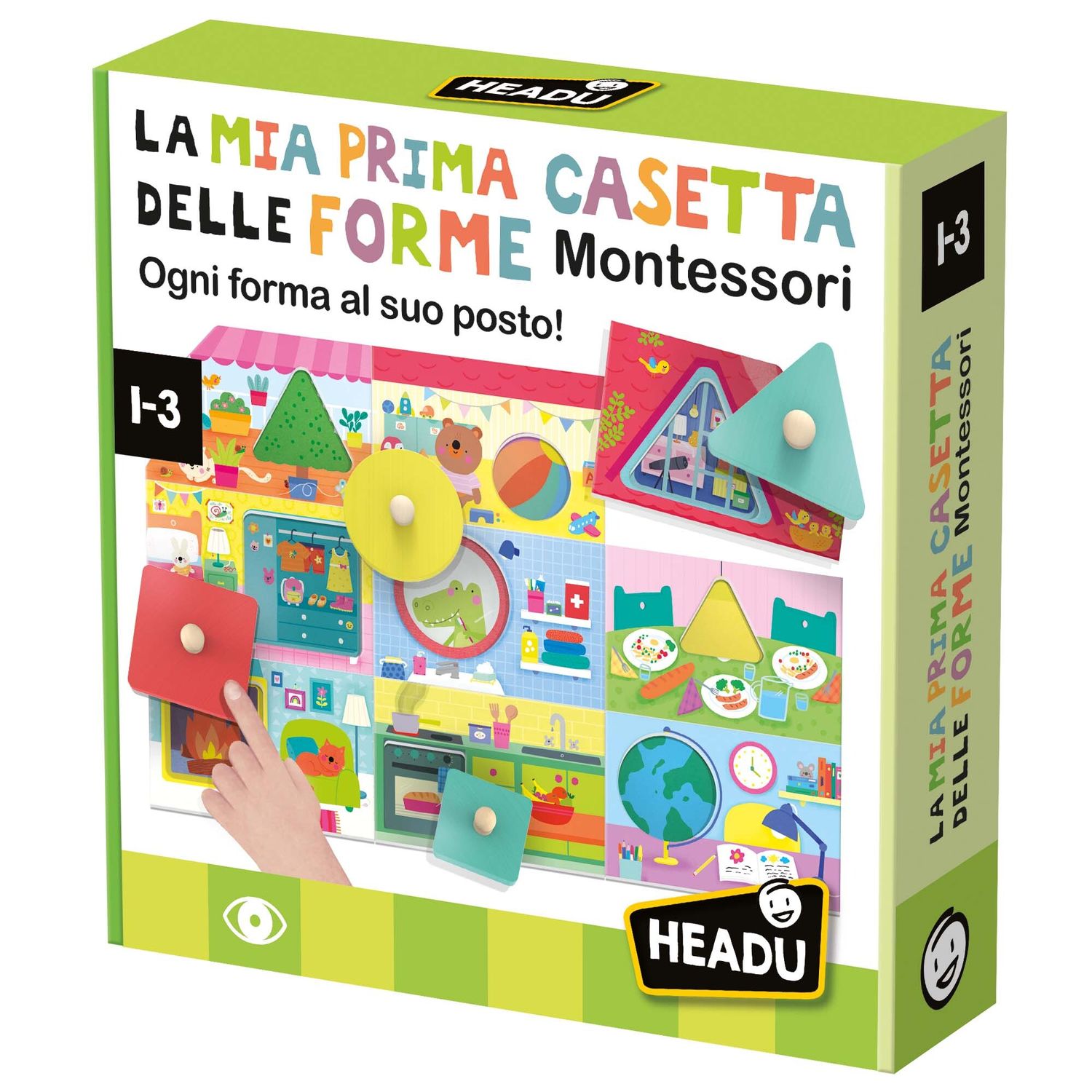 La mia prima casetta delle forme montessori.	ogni forma al suo posto!	made in italy - HEADU